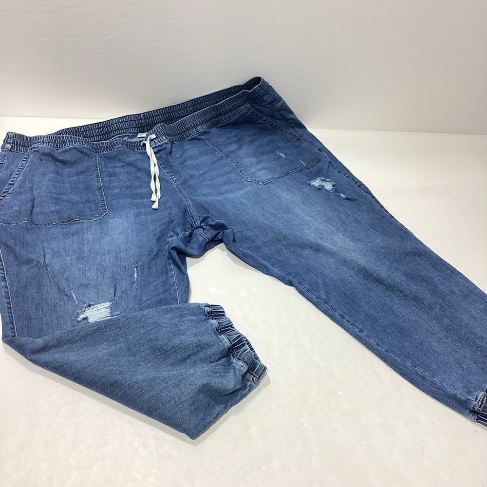 Lane Bryant Distressed Jeans Plus Size 34/36 Gathered Elastic Ankles